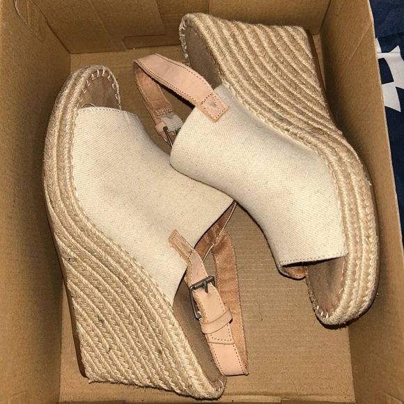 Toms Beige Wedge Sandals - Picture 1 of 4
